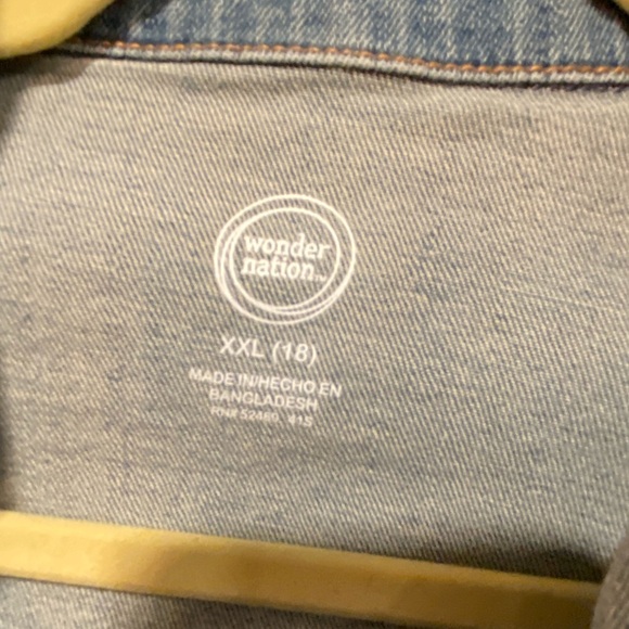 Wonder Nation Girls Size XXL 18 Med Wash Cotton Stretch Distressed Denim Jacket - Picture 7 of 11
